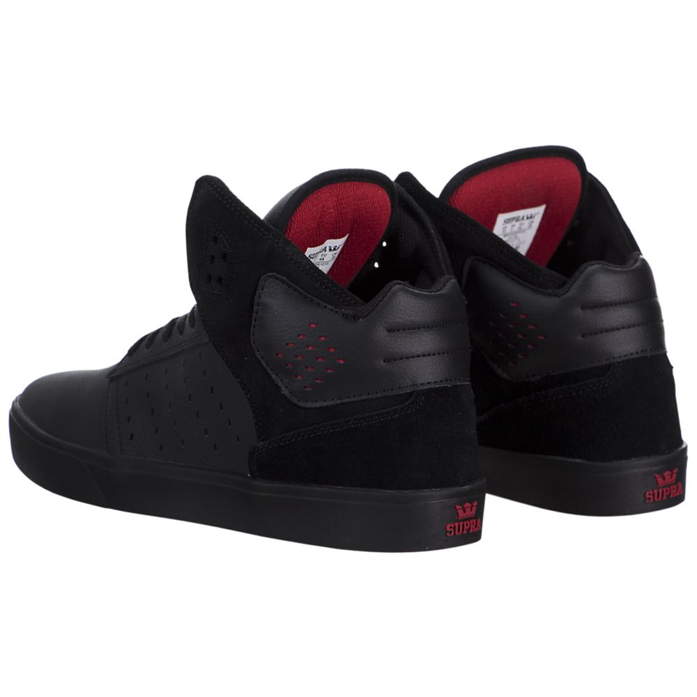 Chaussures de Skate Supra Atom Noir Black/Black-Red Homme | OVH-16303640